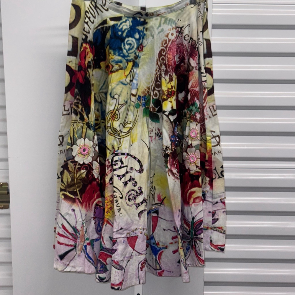 Lapis embellish multicolor graffiti circle skirt Women's MEdium